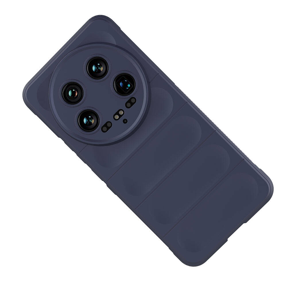 Xiaomi Mi 14 Ultra Kılıf Esnek TPU Oyuklu Arka Yüzey Tasarımlı Zore Etnik Silikon Kapak Lacivert
