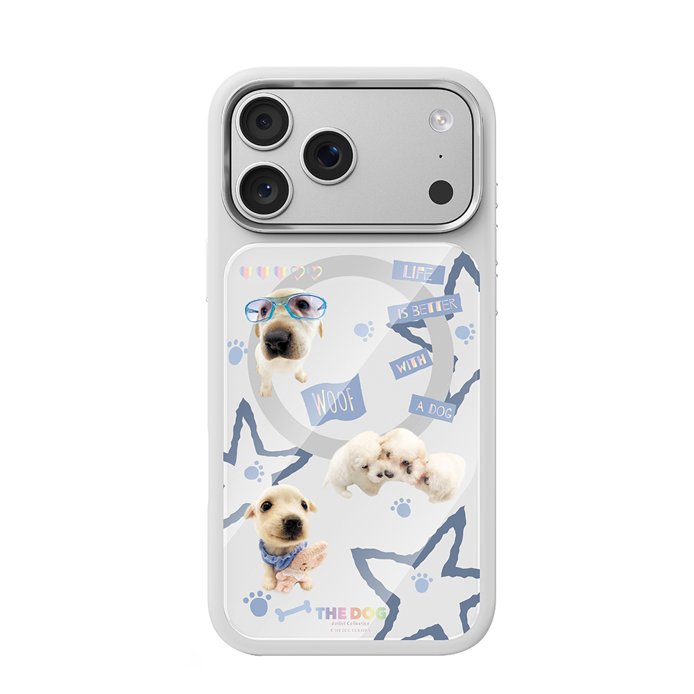 Apple iPhone 17 Pro Max Kılıf M-safe Şarj Özellikli 3D Baskılı Tasarım Mutural The Dog Serisi Kapak Beyaz