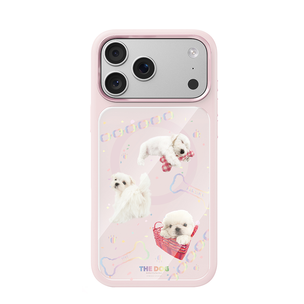 Apple iPhone 17 Pro Max Kılıf M-safe Şarj Özellikli 3D Baskılı Tasarım Mutural The Dog Serisi Kapak Pembe