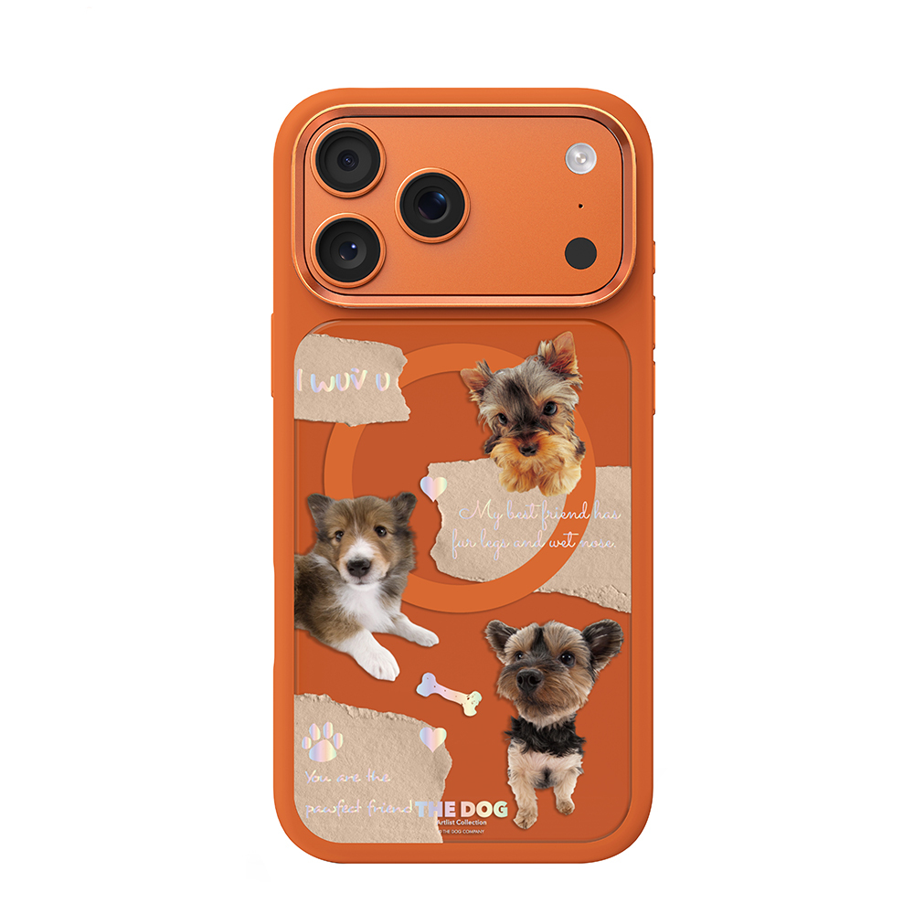 Apple iPhone 17 Pro Max Kılıf M-safe Şarj Özellikli 3D Baskılı Tasarım Mutural The Dog Serisi Kapak Turuncu