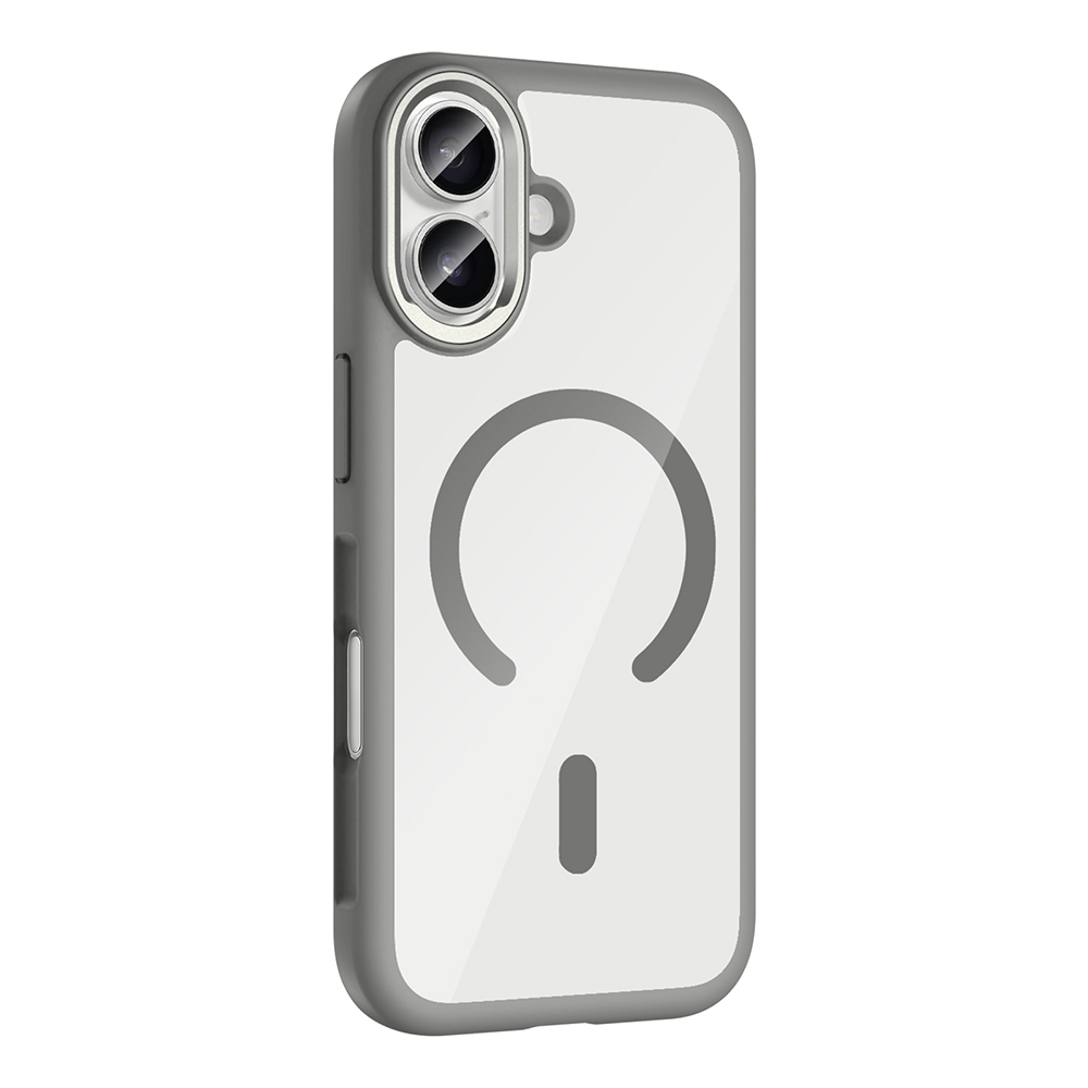 Apple iPhone 17 Kılıf M-Safe Şarj Özellikli Metal Kamera Çerçeveli Zore Tiko Kapak Gri