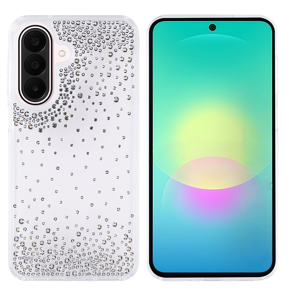 Galaxy A27 Kılıf Airbag Tasarımlı Damla Taşlı Şeffaf Zore Pera Silikon Kapak Şeffaf