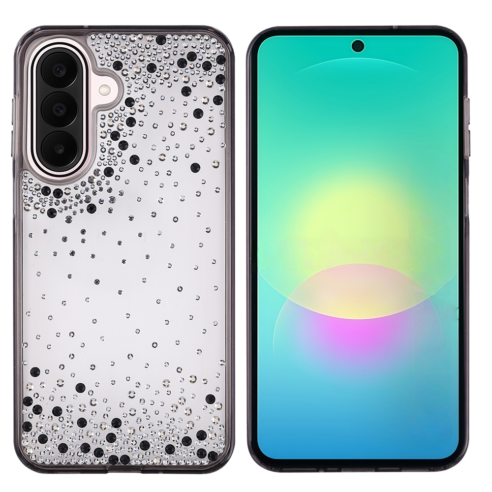 Galaxy A27 Kılıf Airbag Tasarımlı Damla Taşlı Şeffaf Zore Pera Silikon Kapak Siyah