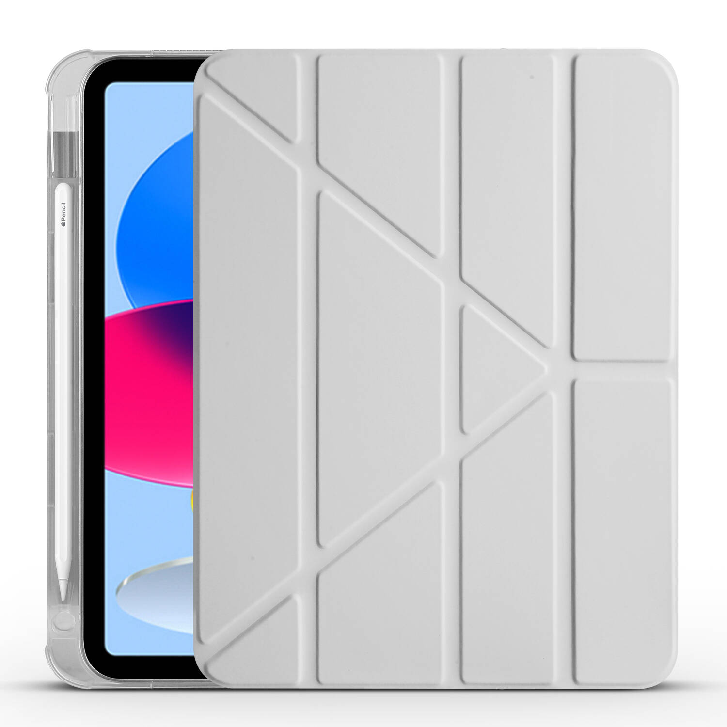 Apple iPad 11.Nesil 2025 & 10.Nesil 2022 Kılıf Zore Tri Folding Kalem Bölmeli Standlı Kılıf Gri