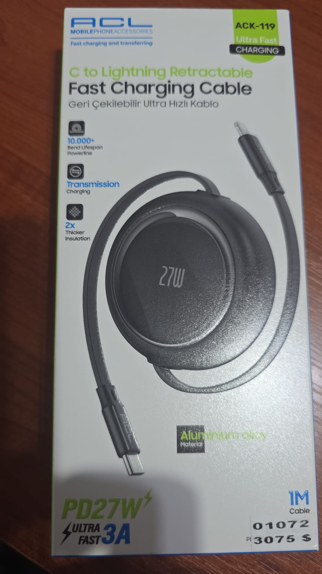 ACL HIZLI ŞARJ ACK-119 MAKARALI KABLO