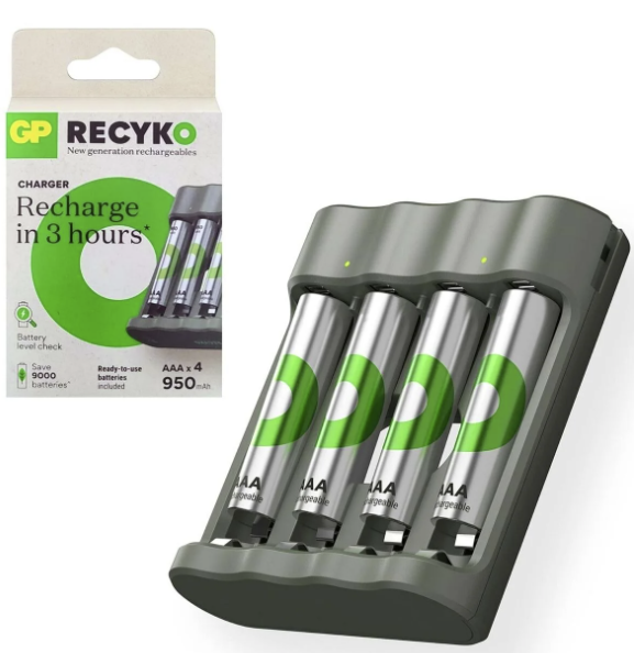 GP RECYKO 950 mAh PİL ŞARJ CİHAZI- 4x AAA