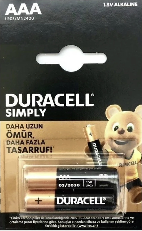 DURACELL AAA 2x1 1.5v ALKALINE